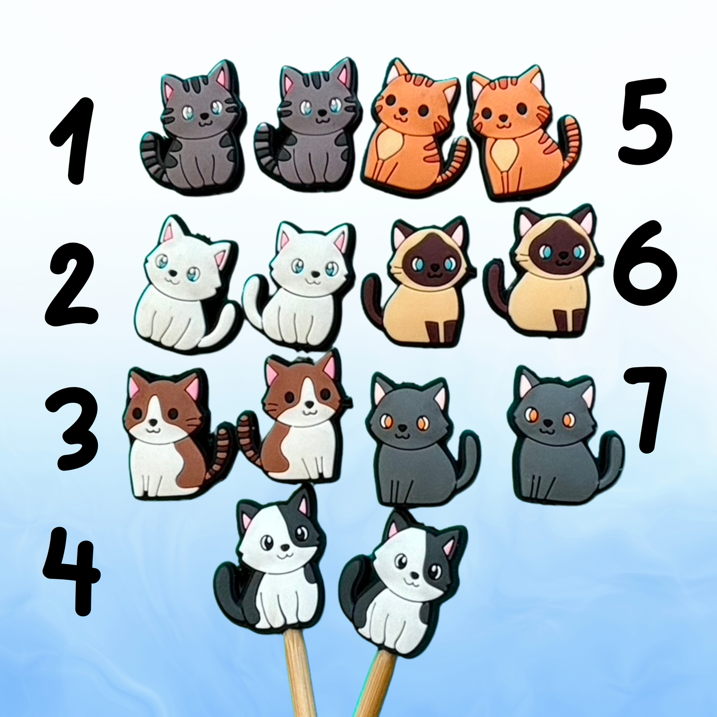 Comma Craft Knitting Needle Point Protectors - Cat Breeds Kitty Pets: 2