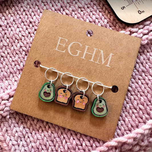 earl grey handmade - Avocado Toast Stitch Markers - fixed ring