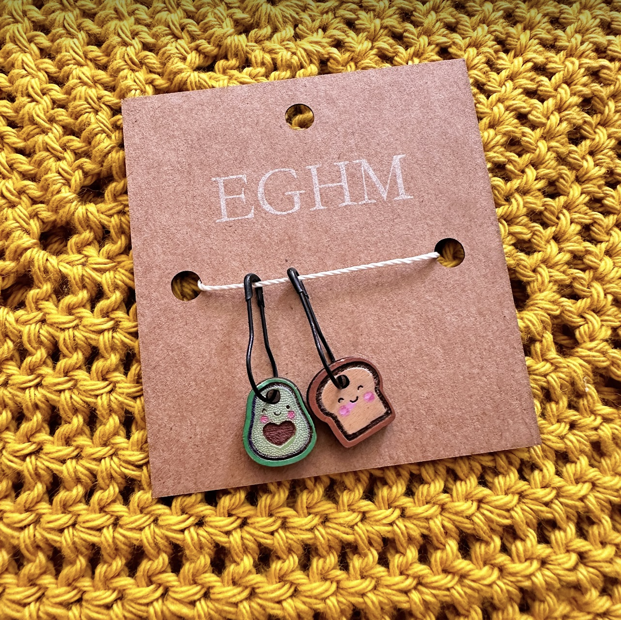 earl grey handmade - Avocado Toast Stitch Markers - bulb clasp