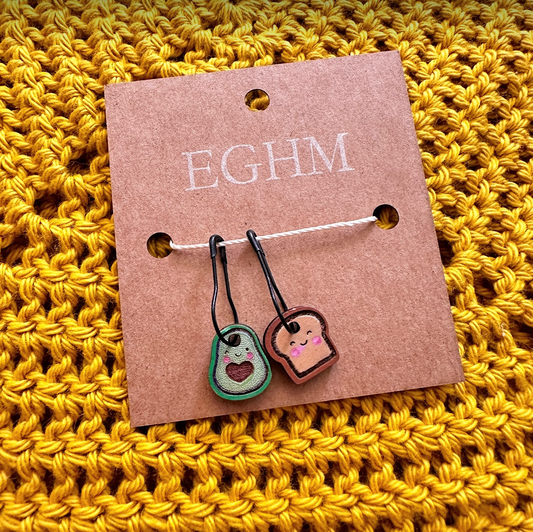 earl grey handmade - Avocado Toast Stitch Markers - bulb clasp