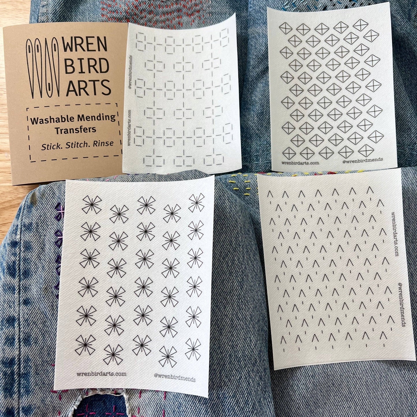 Wren Bird Arts - Washable Mending Patterns Set #8 Craft Brown
