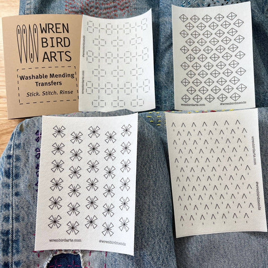 Wren Bird Arts - Washable Mending Patterns Set #8 Craft Brown