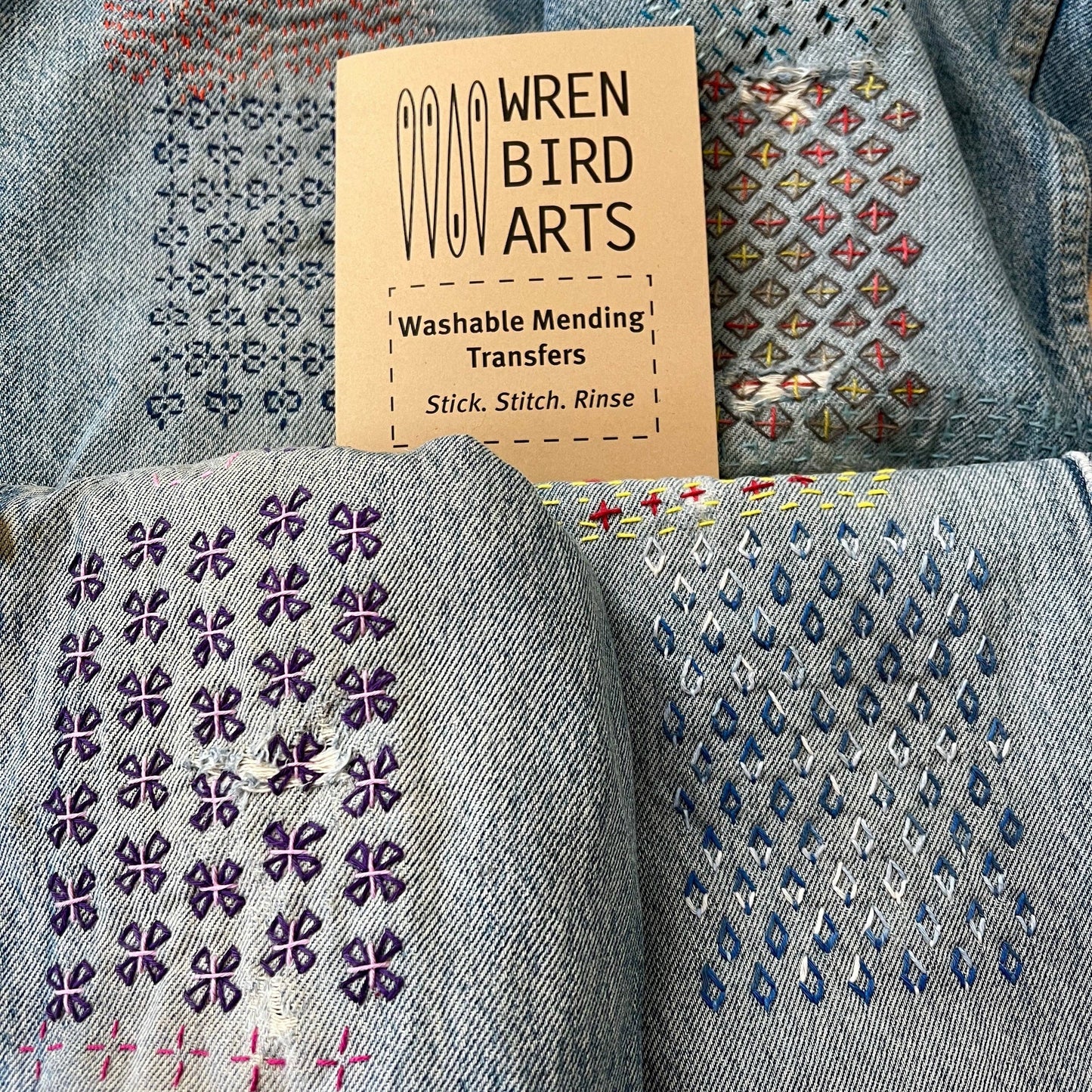 Wren Bird Arts - Washable Mending Patterns Set #8 Craft Brown
