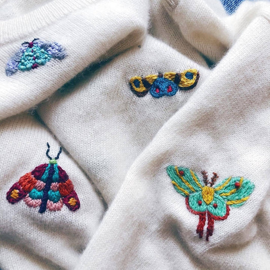 Wren Bird Arts - Moth Mending Embroidery Pattern Transfers