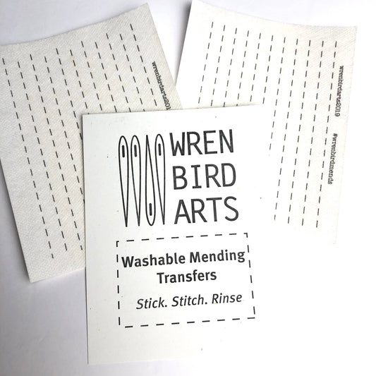 Wren Bird Arts - Sashiko Style Lined Mending Transfers