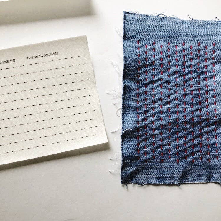 Wren Bird Arts - Sashiko Style Lined Mending Transfers