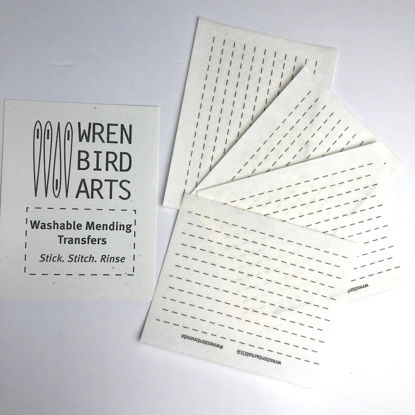 Wren Bird Arts - Sashiko Style Lined Mending Transfers
