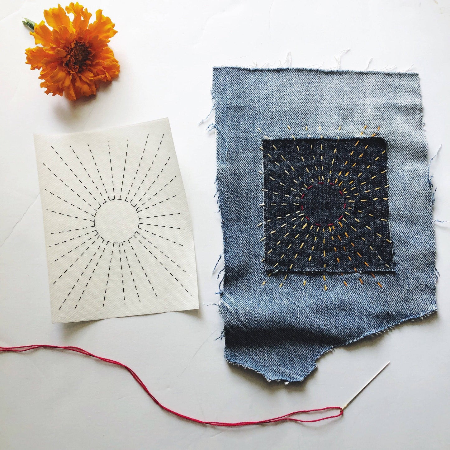 Wren Bird Arts - Washable Mending Transfers Set #2 Red Patterns