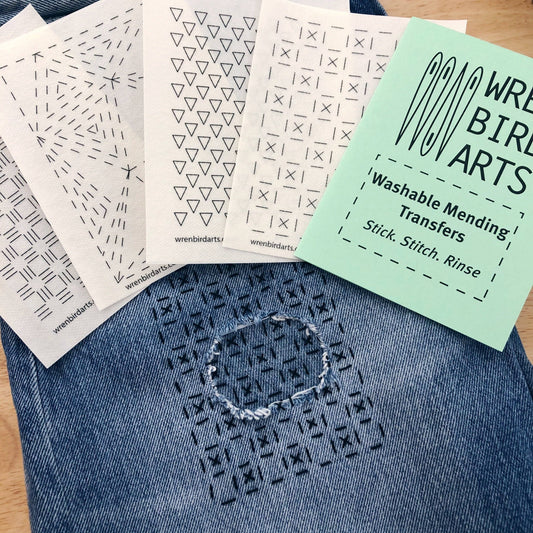 Wren Bird Arts - Washable Mending Transfers #4 Green Patterns
