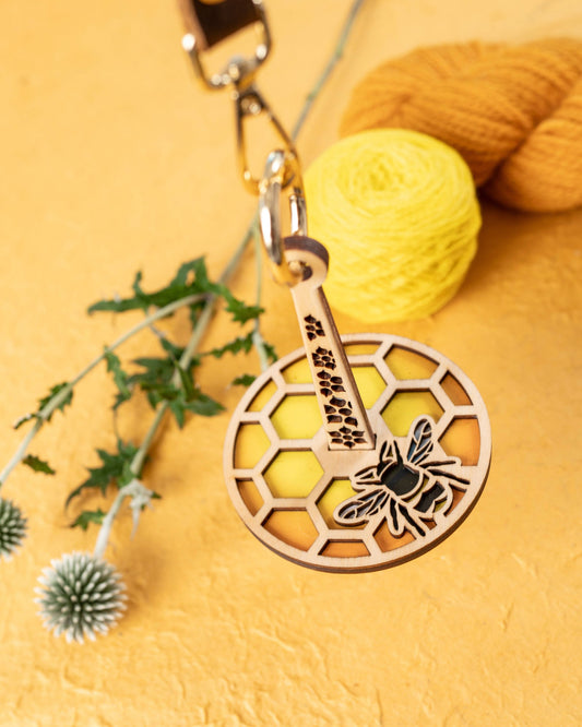 Lemon Wood Honeybee Mini-Minder Knitting/Crochet Tool: Original Mini Minder