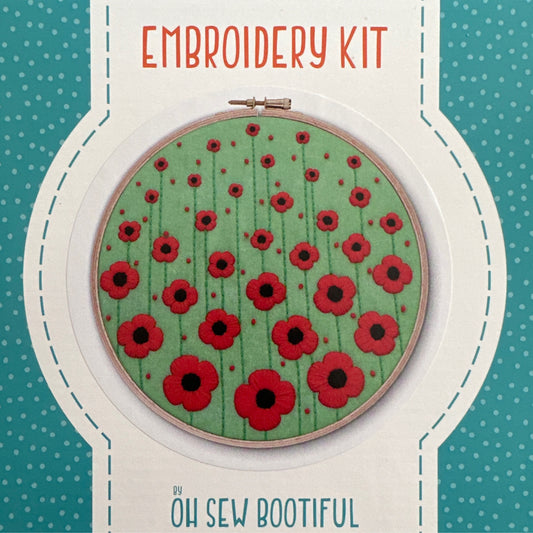 Oh Sew Bootiful Poppy Field Handmade Embroidery Kit Hoop Art