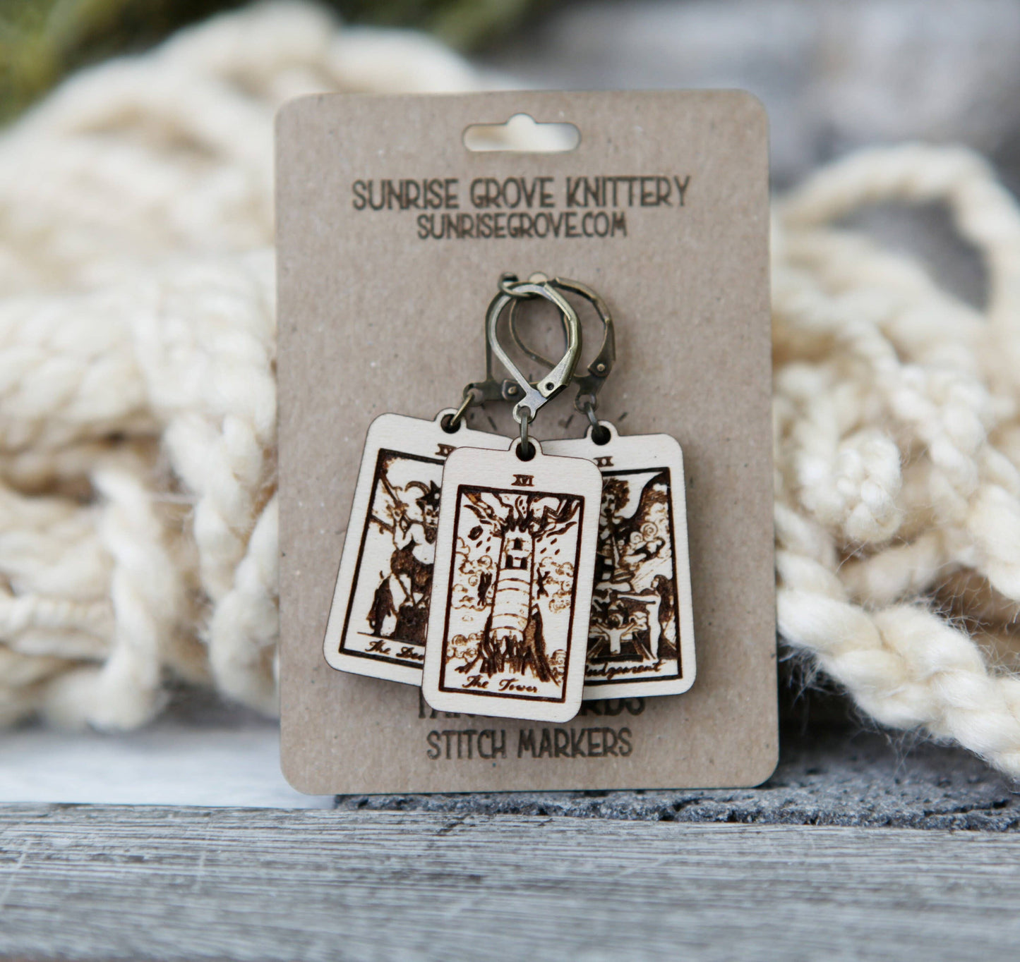 Sunrise Grove - Tarot Knitting Progress Keepers & Stitch Markers Set of 3